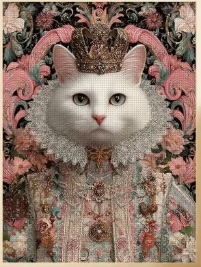 Compleet borduurpakket Cat Queen, Verzenden, Nieuw, Handborduren, Borduurpakket