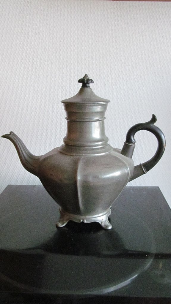 Antieke tinnen thee of koffiepot., Antiek en Kunst, Ophalen