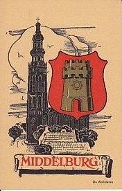 ansicht met wapen van Rotterdam e.a. steden, Verzamelen, Ophalen of Verzenden, 1940 tot 1960, Gelopen, Zuid-Holland