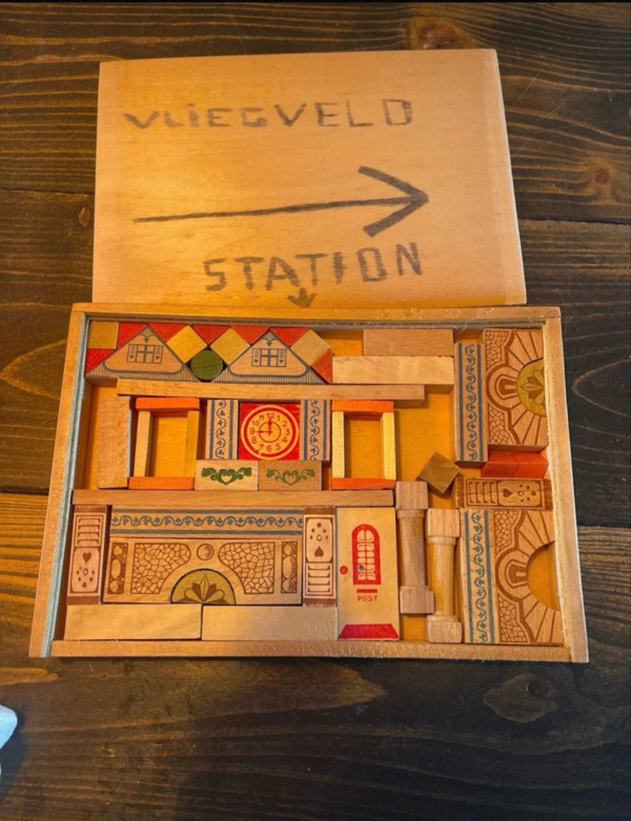 Vintage houten bouwblokken set, Ophalen of Verzenden, Gebruikt, Overige typen