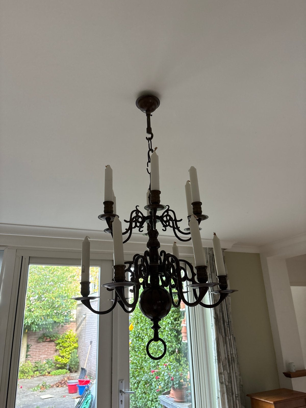 Klassieke bronzen kroonluchter (kaarsen) en wandlampen set, Ophalen