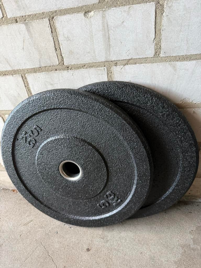 Setje 5kg bumperplates, Ophalen, Zo goed als nieuw, Halterschijven