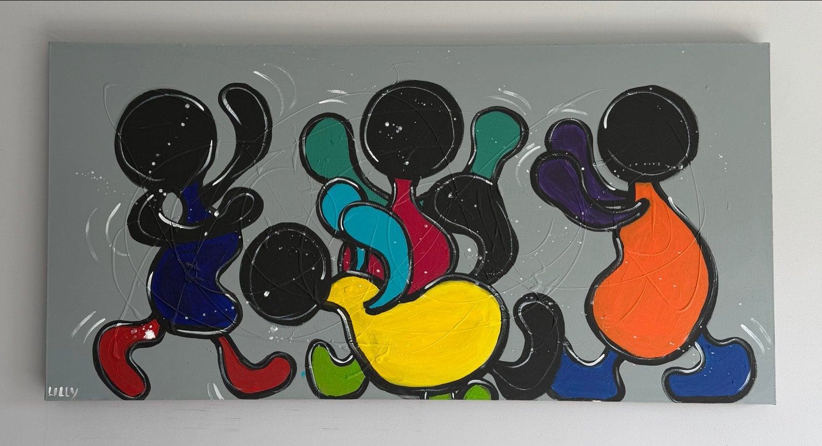 Modern Abstract Schilderij - Kleurrijke Figuren 140x70 cm, Antiek en Kunst, Kunst | Schilderijen | Abstract, Ophalen