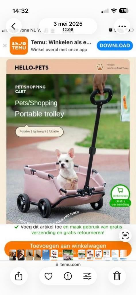 Honden wagentje, Dieren en Toebehoren, Ophalen, Nieuw