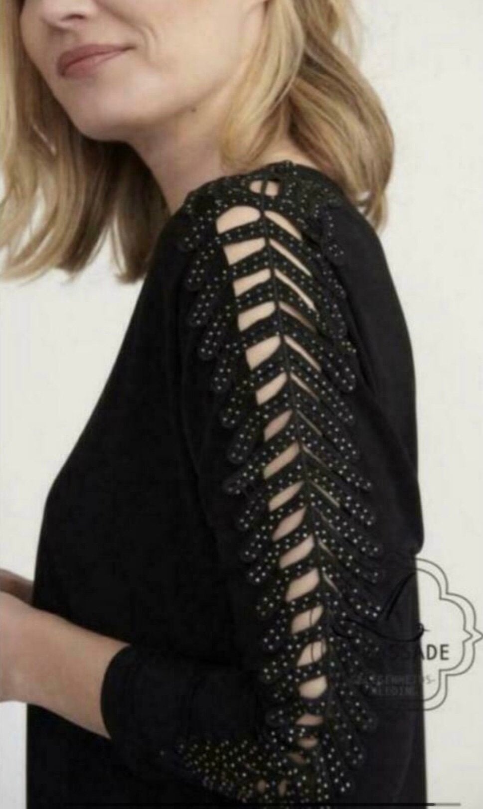Ribkoff luxe top donkerblauw kleine strass details maat M, Maat 38/40 (M), Nieuw, Lange mouw, Verzenden