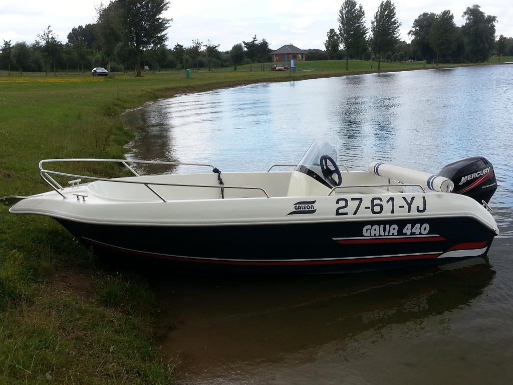 Mooie motorboot 4.40m,40pk Mercury EFI,207 uur,trailer erbij, Ophalen, Gebruikt, Minder dan 70 pk, 3 tot 6 meter