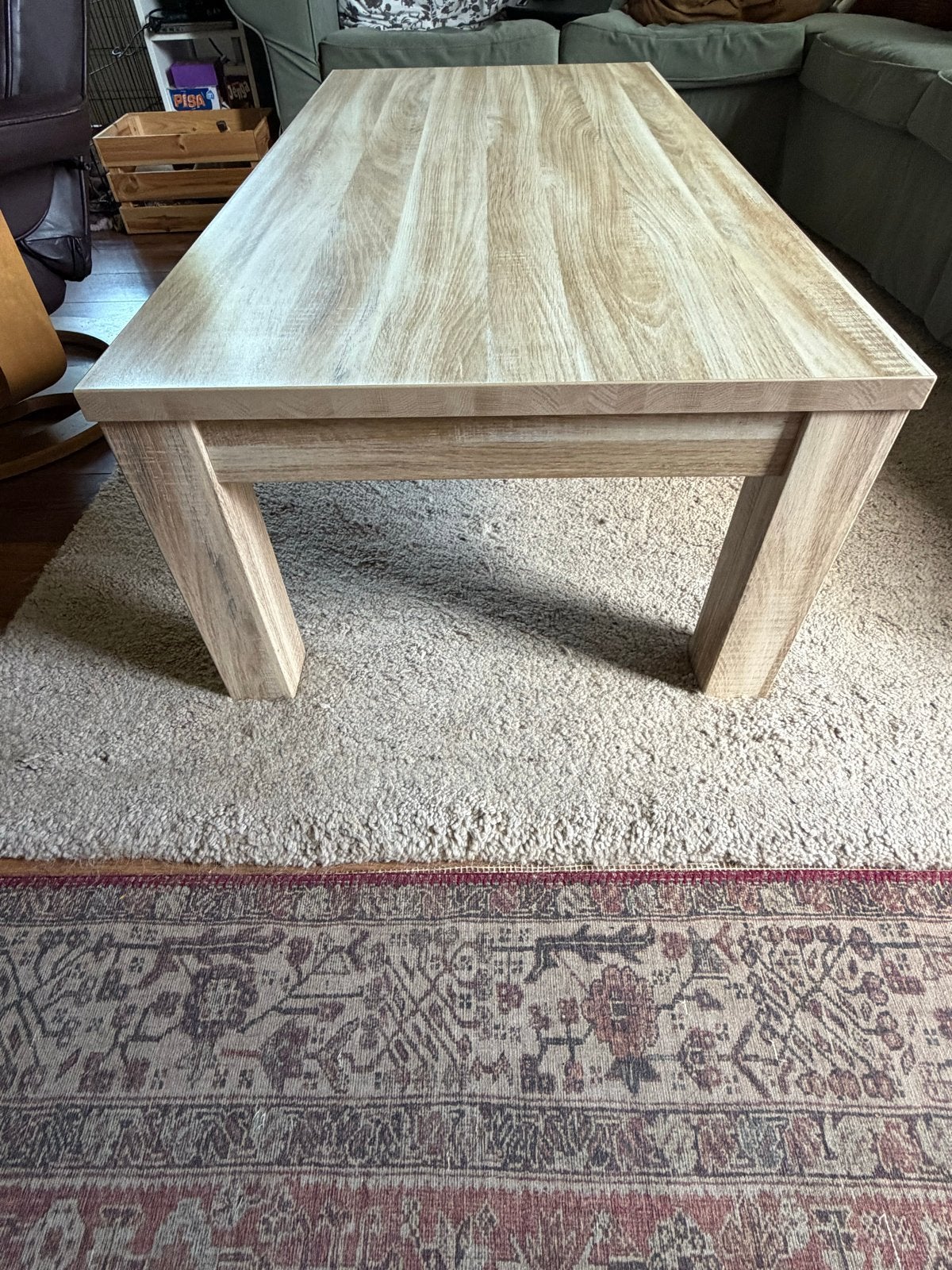Moderne salontafel met houtlook Leenbakker Chantal, Ophalen, Gebruikt, 100 tot 150 cm, 50 tot 100 cm