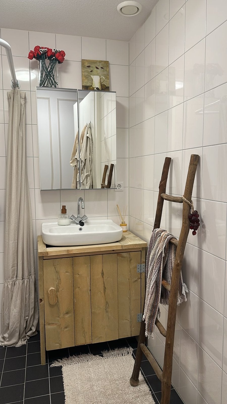 Houten wastafelkast - hand gemaakt, Huis en Inrichting, Badkamer | Badkamermeubels, Ophalen, Gebruikt, 50 tot 100 cm, Minder dan 100 cm