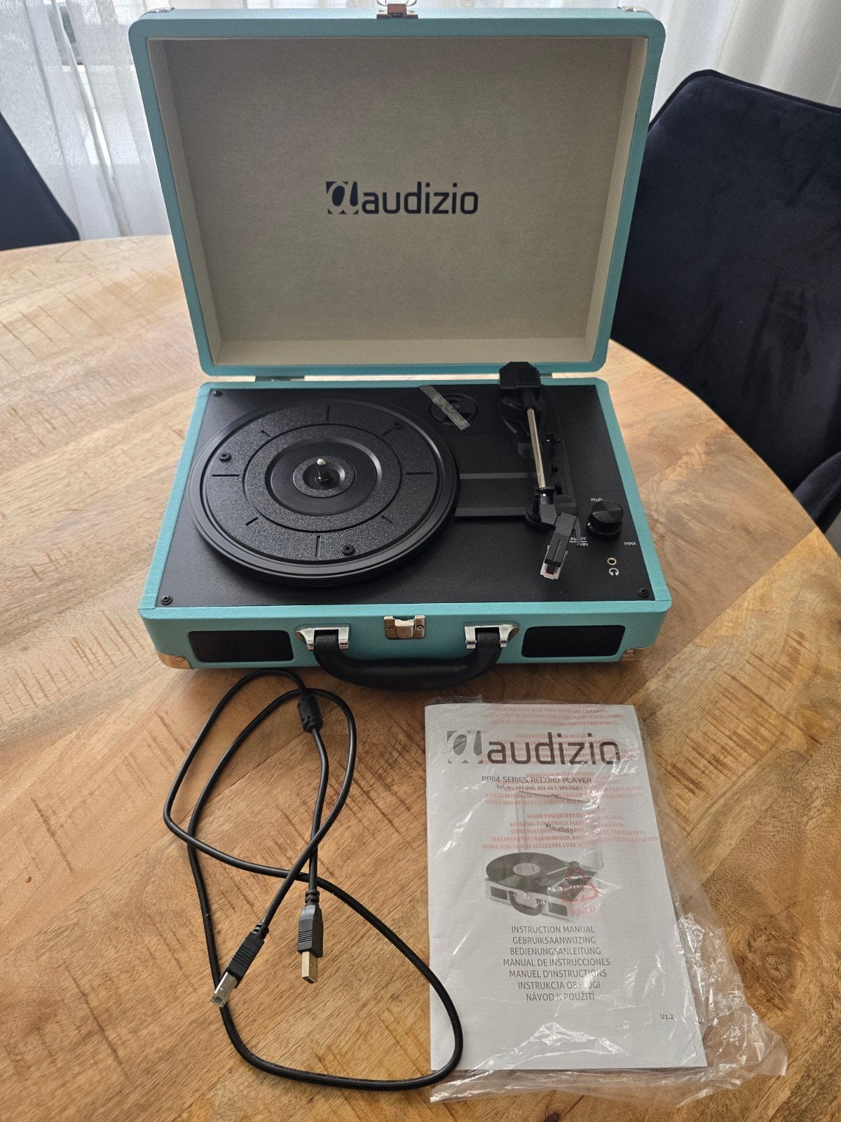 Audizio RP114BL Platenspeler - Blauw met handleiding, Zo goed als nieuw, USB-aansluiting, Platenspeler, Ophalen