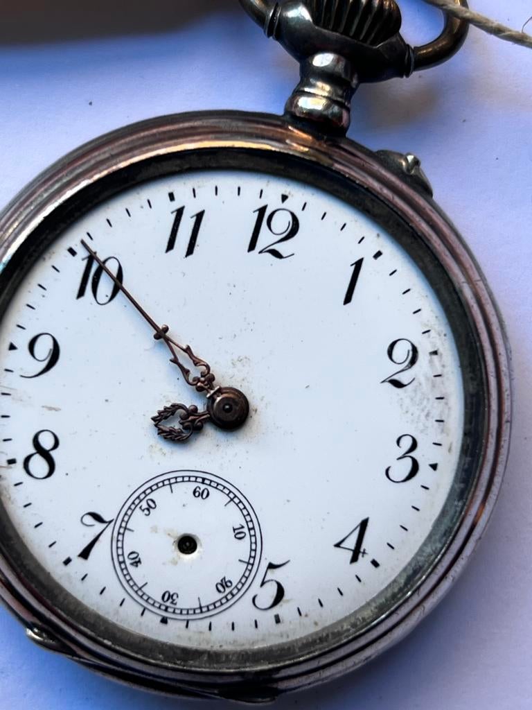 Zakhorloge zonder glas zilver, Antiek en Kunst, Ophalen of Verzenden, Zilver