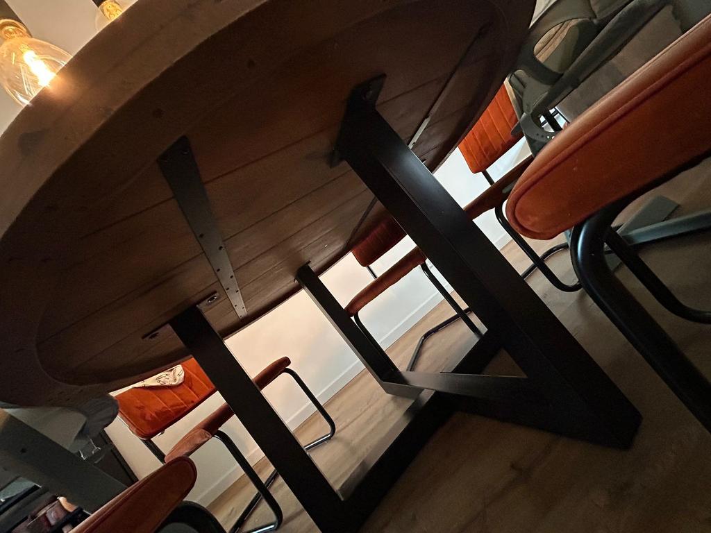 Zwarte vierkante tafel poot, Huis en Inrichting, Tafels | Eettafels, Ophalen, Gebruikt, Vierkant, Vijf personen of meer