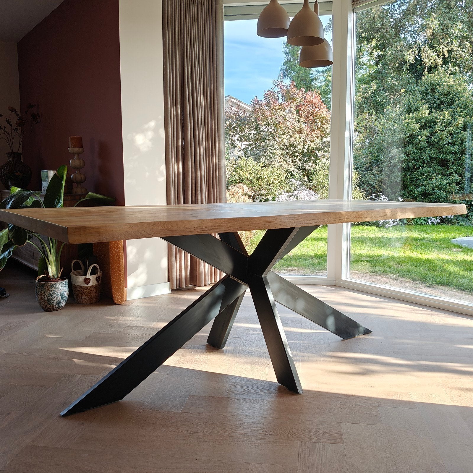 Eetkamer tafel, boomstam, eiken., Ophalen, Eikenhout, 200 cm of meer, 50 tot 100 cm