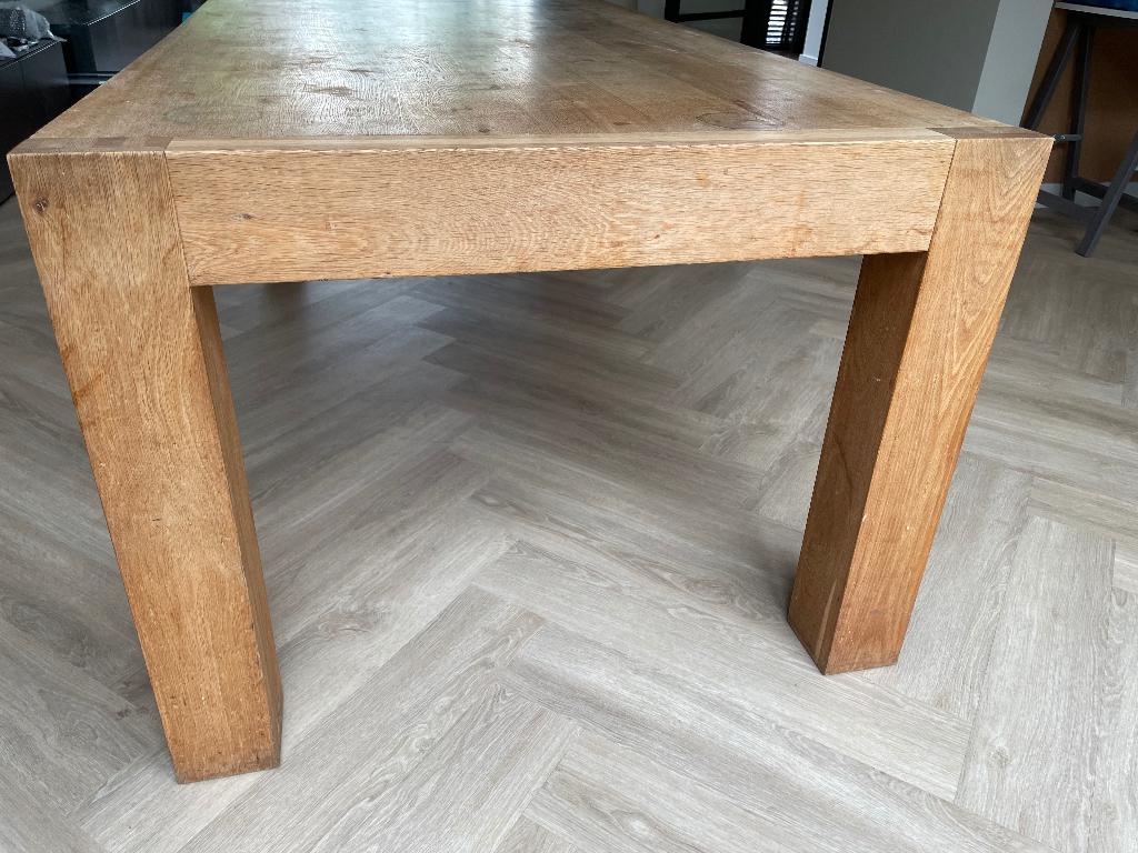 Robuuste eikenhouten tafel, Ophalen, Gebruikt, Eikenhout, 200 cm of meer