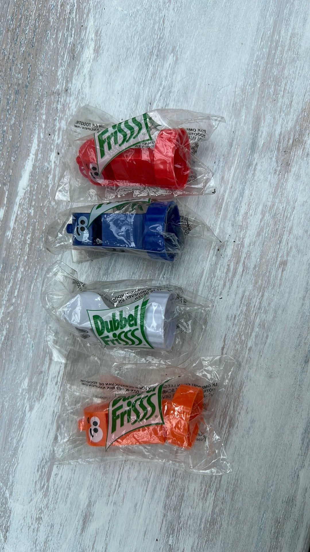 4 fluitjes Dubbel friss, Ophalen of Verzenden, Zo goed als nieuw, Jongen of Meisje