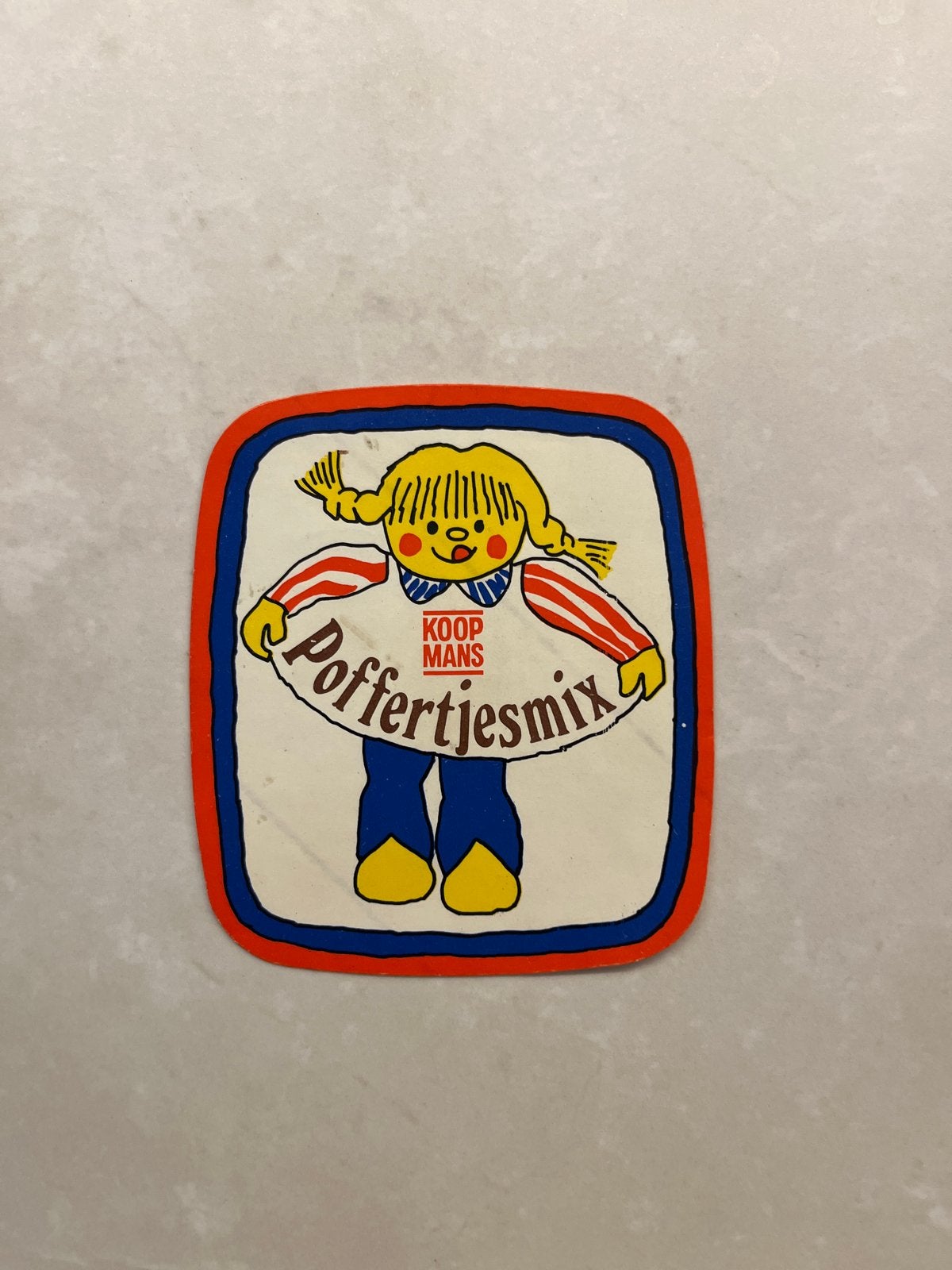 Vintage Koopmans Poffertjesmix Sticker, Verzamelen, Ophalen of Verzenden, Gebruikt