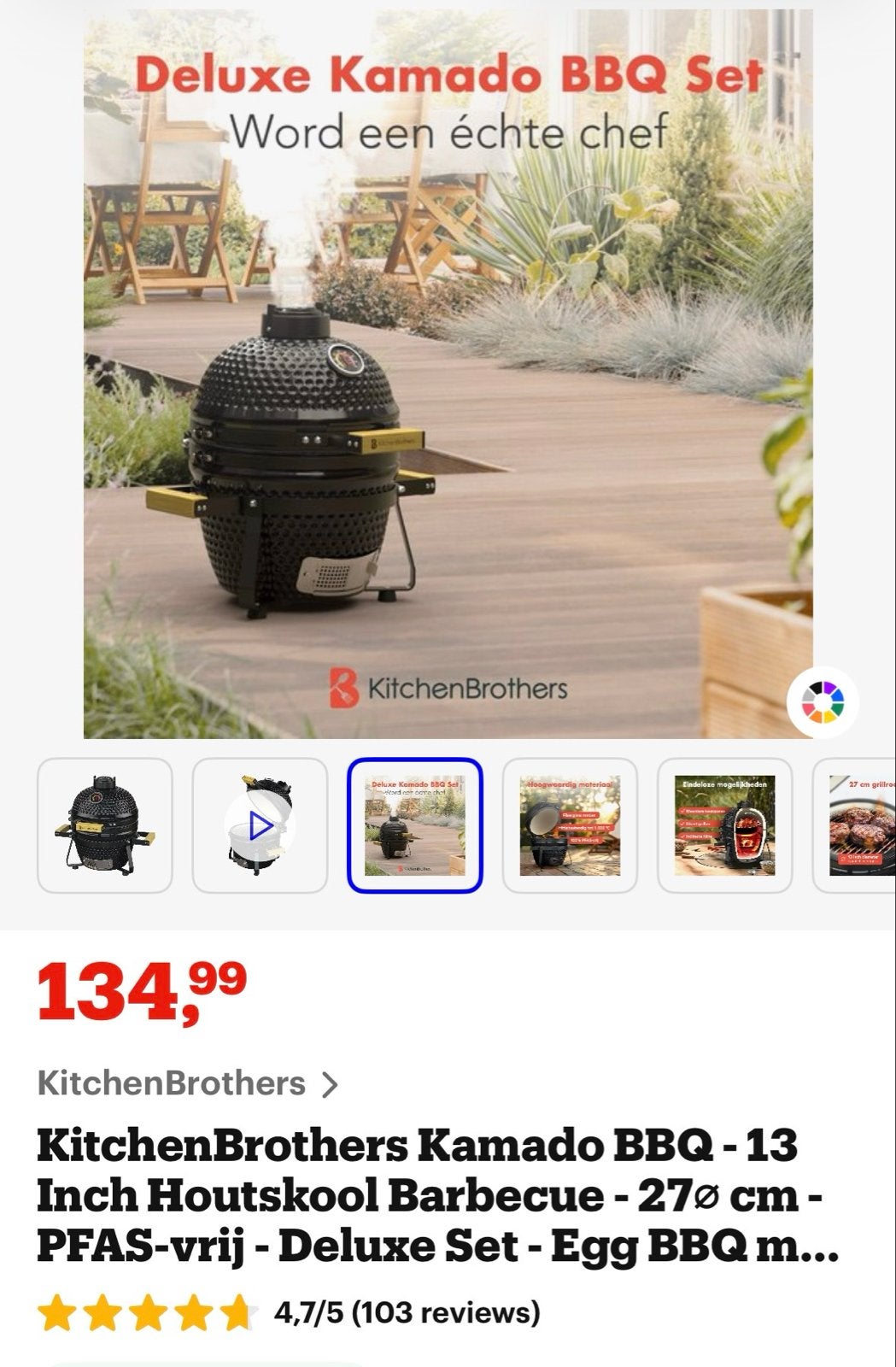 Foto 9 van KitchenBrothers Kamado BBQ - 13 Inch Houtskool Barbecue