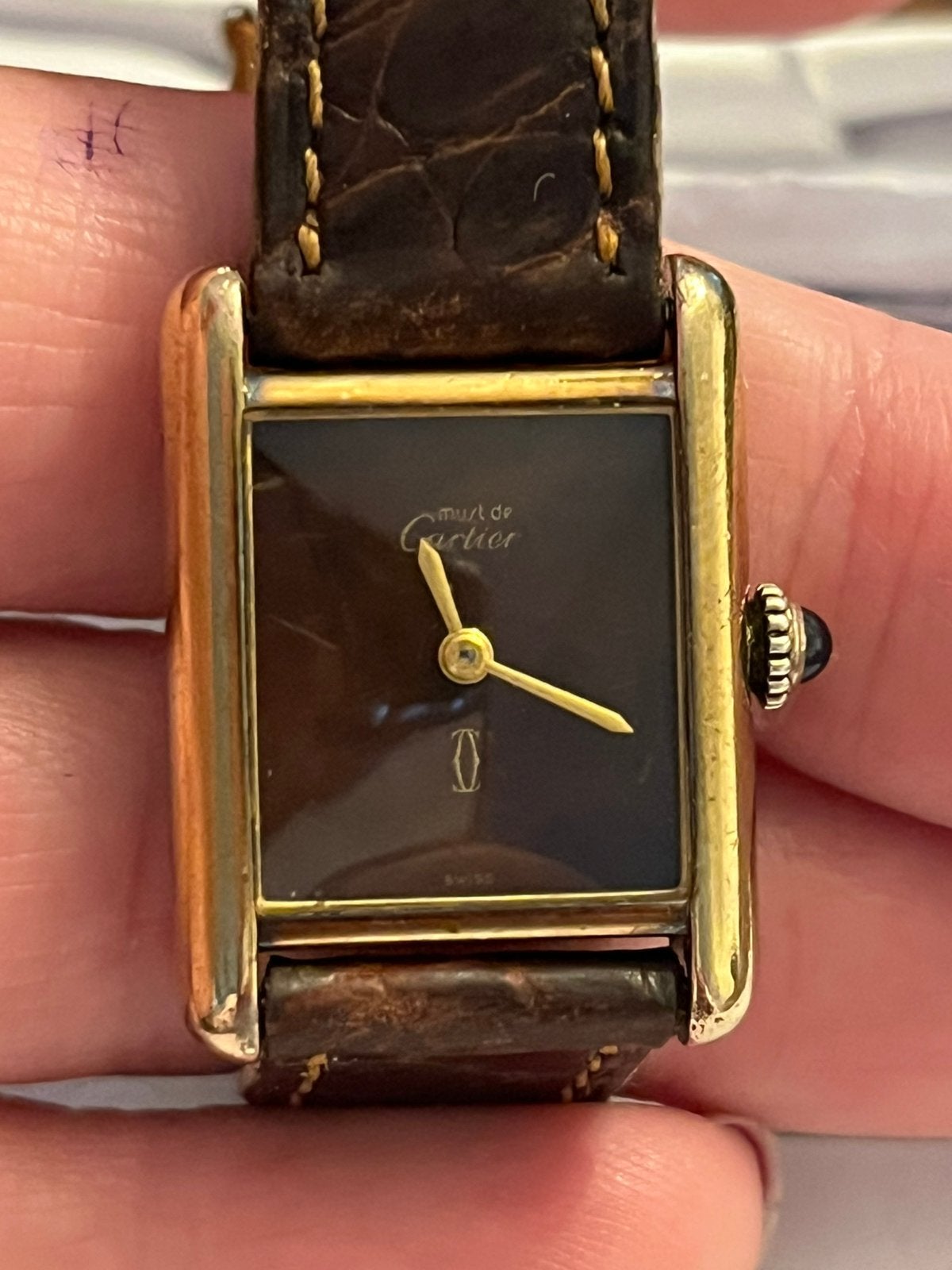 Vintage dames Cartier Tank horloge met certificaat, Overige merken, Polshorloge, Ophalen of Verzenden, Goud