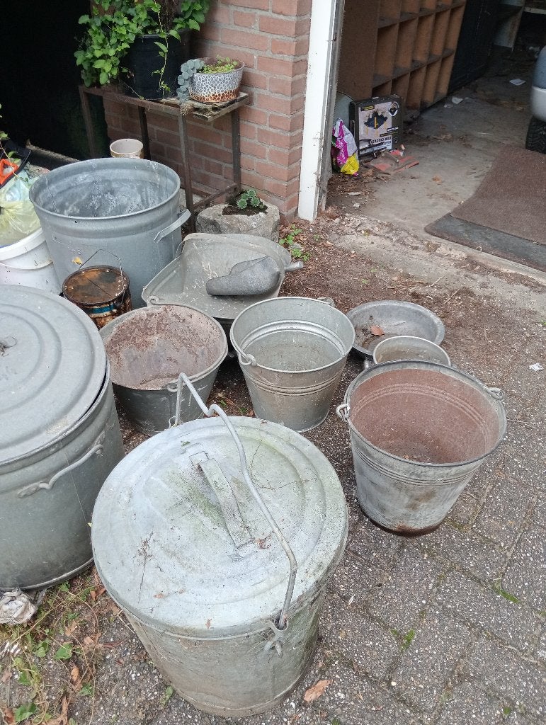 authentieke brocante zinken emmer, bak etc, Ophalen