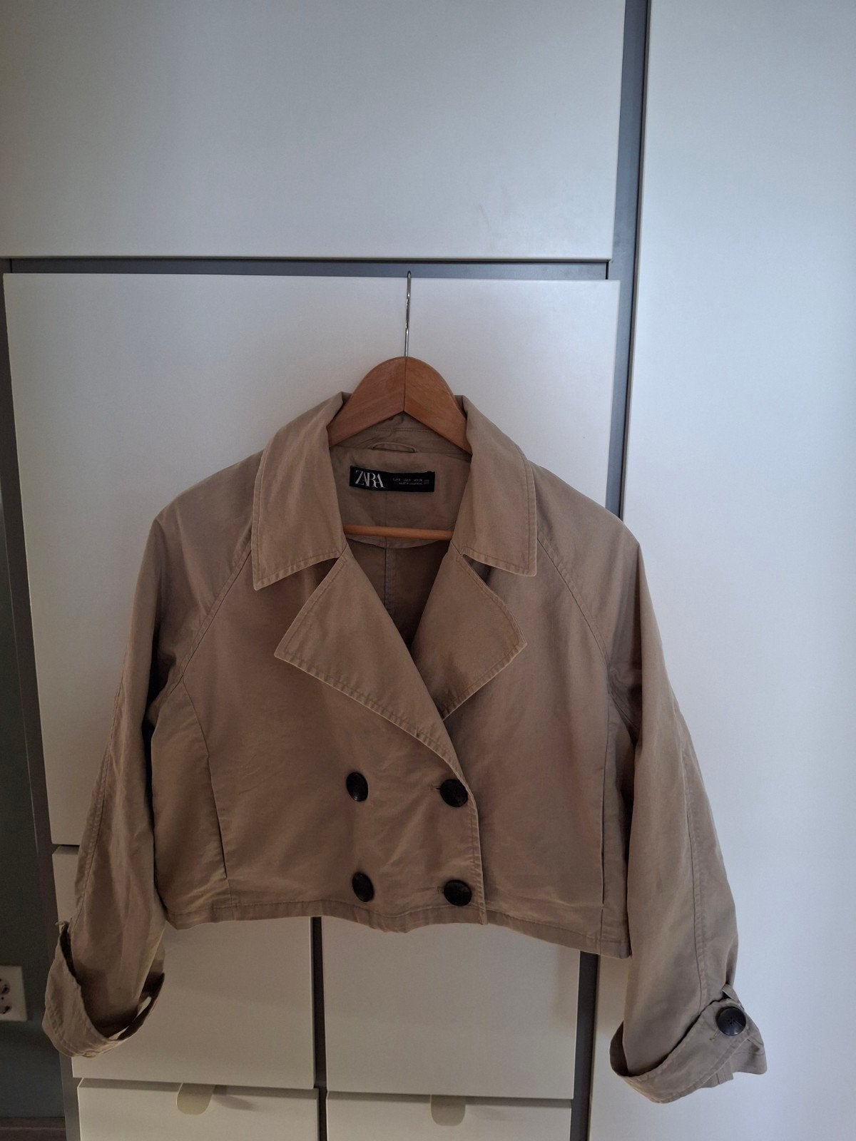 Zara korte trenchcoat short cropped jasje beige maat S, Ophalen of Verzenden, Maat 36 (S), Gedragen, Zara