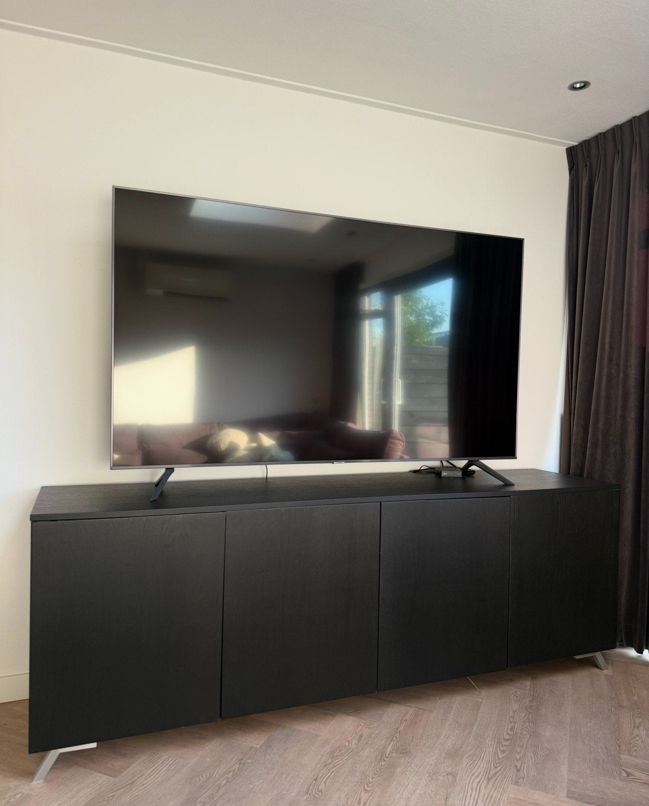 Tv meubel zwart, Ophalen, Zo goed als nieuw, 25 tot 50 cm, 200 cm of meer