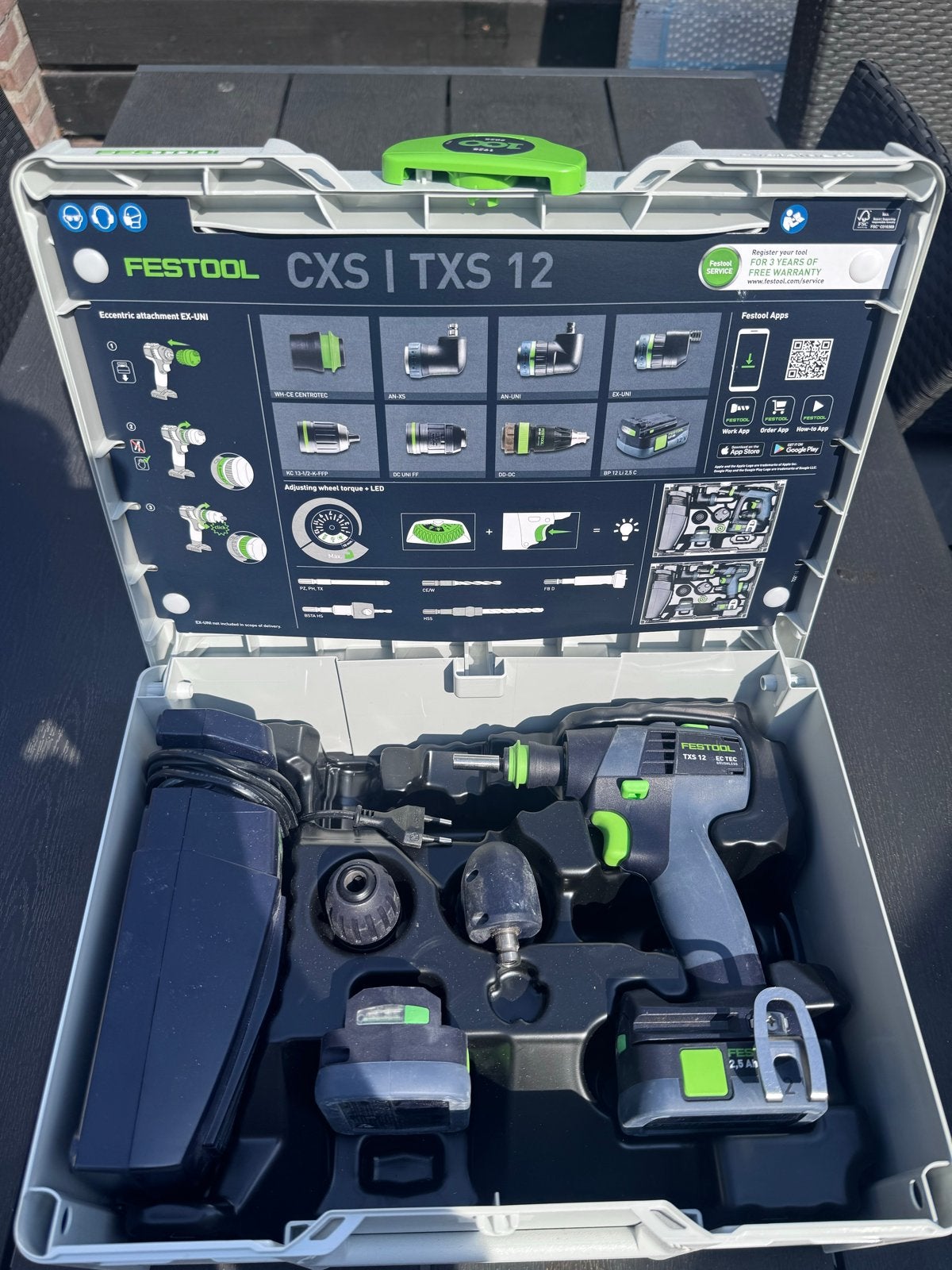 Festool TXS 12 2.5-Plus Boor-/Schroefmachine met accessoires, Doe-het-zelf en Verbouw, Ophalen, Variabele snelheid, Minder dan 400 watt
