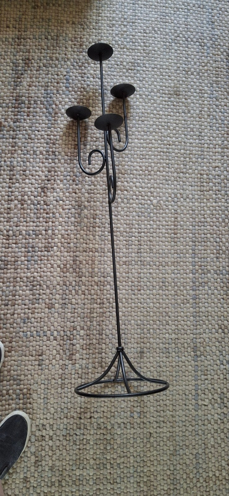 Zwarte metalen vloerkandelaar 4-armig, 120 cm hoog, Ophalen, Kandelaar