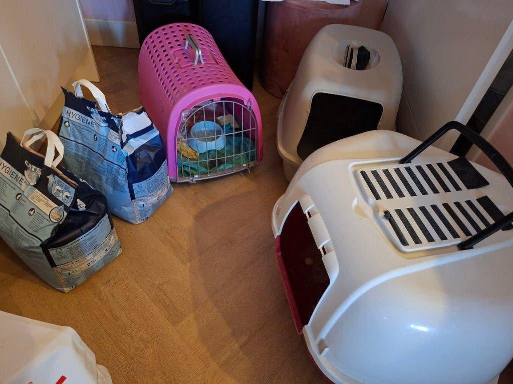 Gratis kattenbakken en reismand, Dieren en Toebehoren, Ophalen, Gebruikt