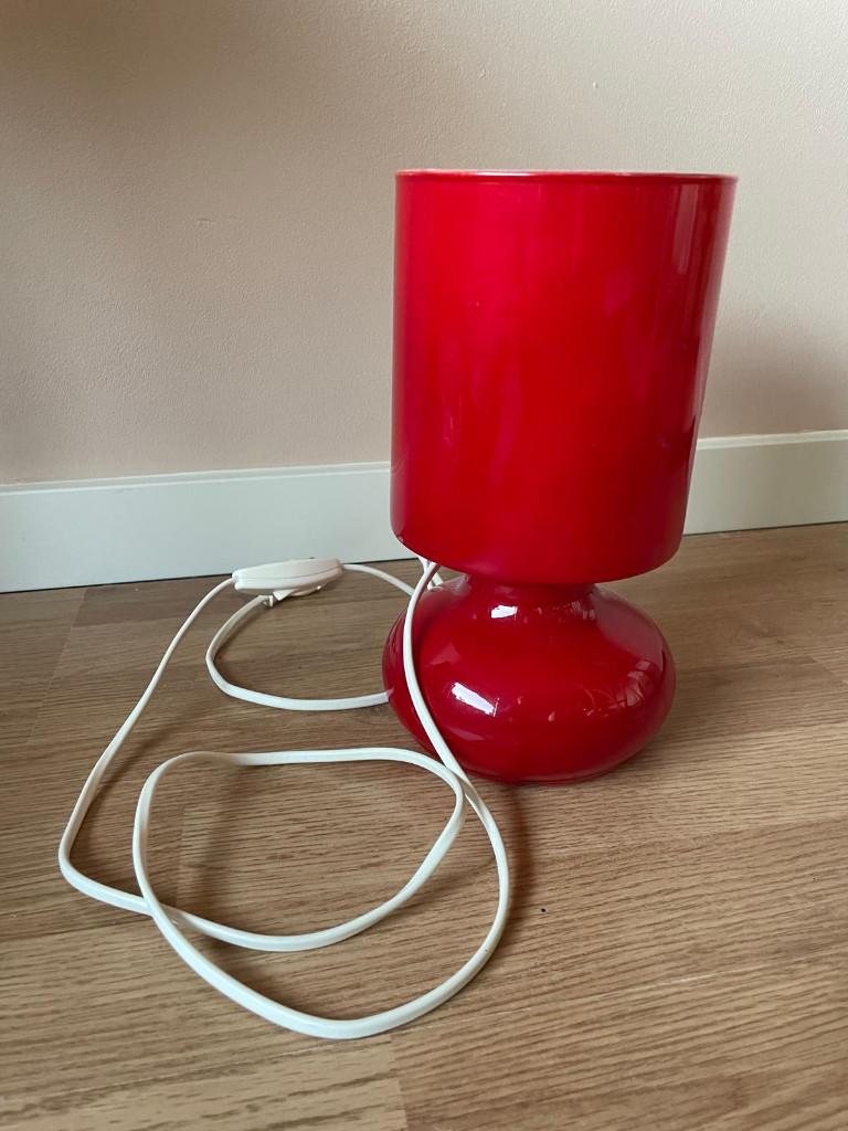 Vintage IKEA Lykta Tafellamp - Rood - Zo goed als nieuw!, Huis en Inrichting, Ophalen of Verzenden, Zo goed als nieuw, Glas