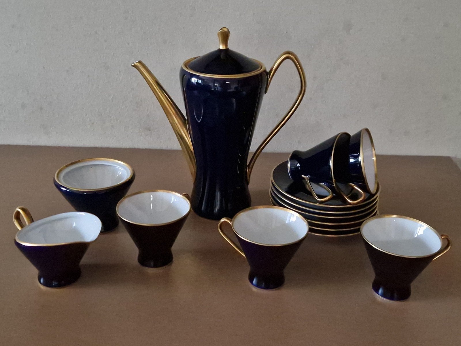 Hutschenreuther Hohenberg koffieservies, kobaltblauw, Ophalen of Verzenden