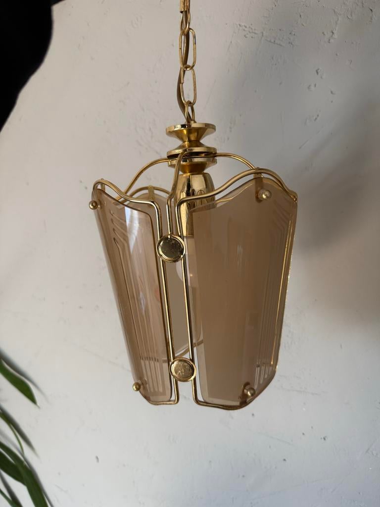 Vintage Hollywood Regency Lamp art deco messing goud, Ophalen of Verzenden