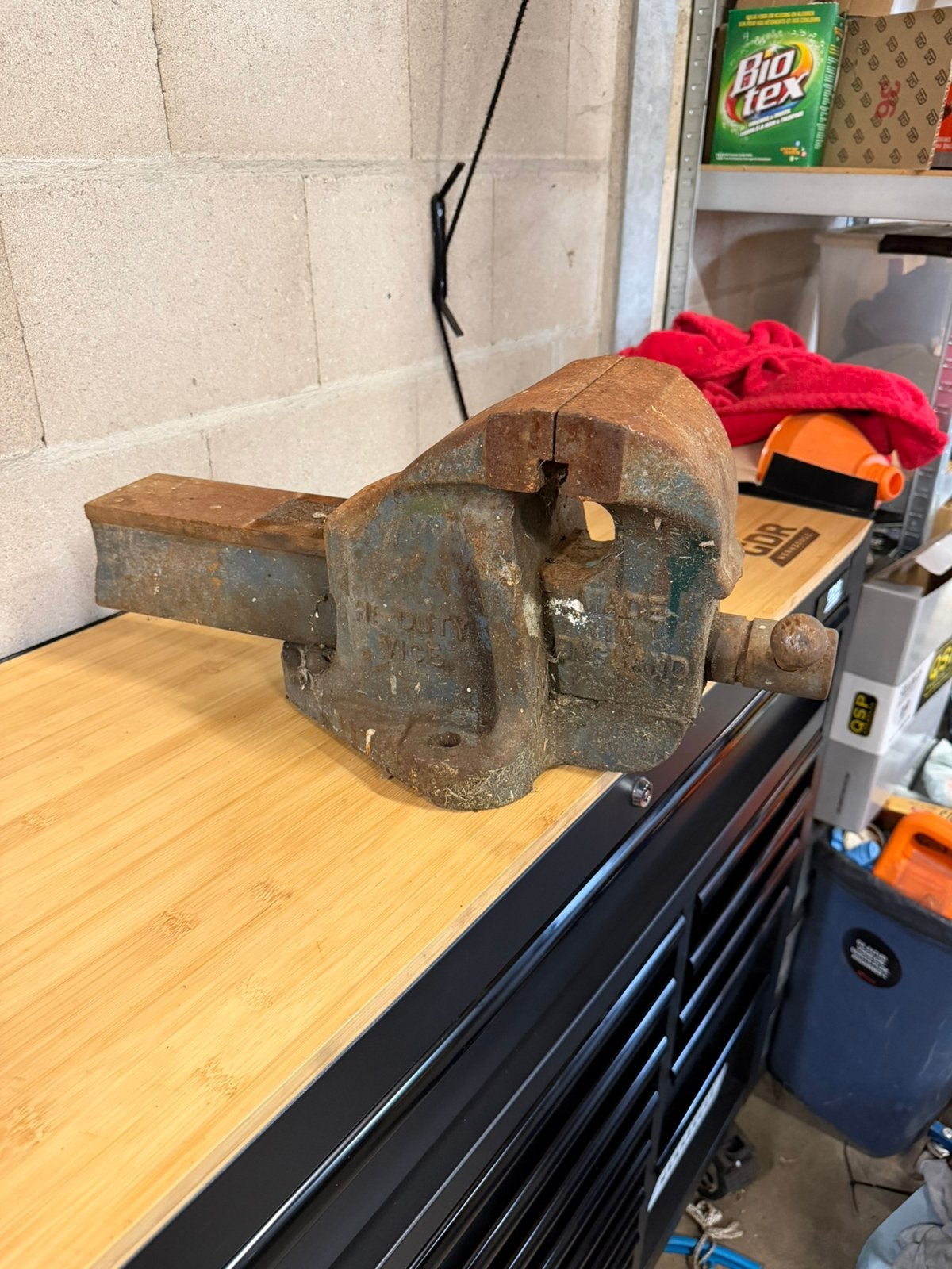 Bankschroef groot, Doe-het-zelf en Verbouw, Ophalen, Gebruikt, Minder dan 70 cm, Bankschroef