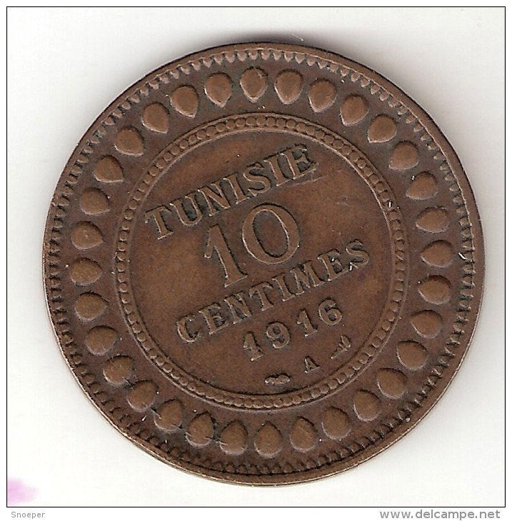 tunesia 10 centimes 1916 km 236 xf, Verzenden, Overige landen, Losse munt