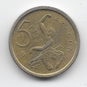 Spanje 5 pesetas 1994 "Aragon" KM# 931, Verzenden, Overige landen, Losse munt
