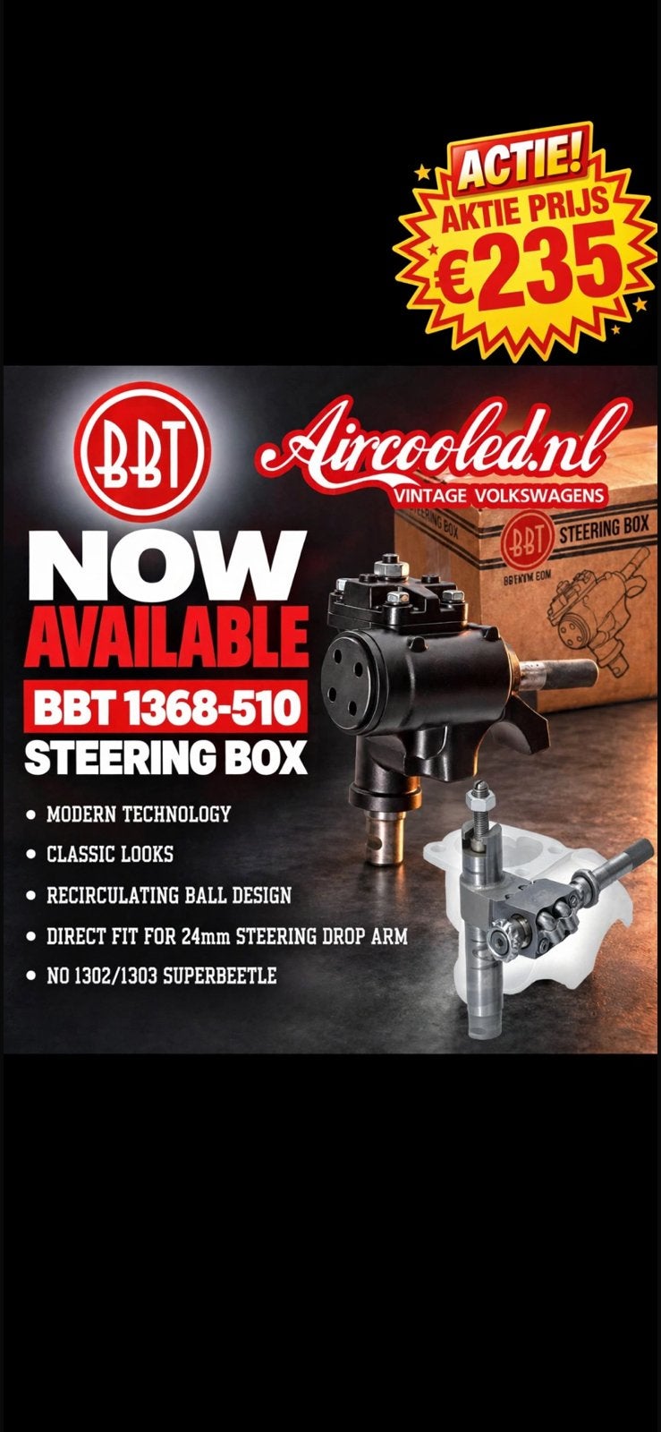 Nieuw Stuurhuis VW Kever - BBT 1368-510 - Geen Speling Meer!, Auto-onderdelen, Nl, Volkswagen, Aircooled, Nieuw