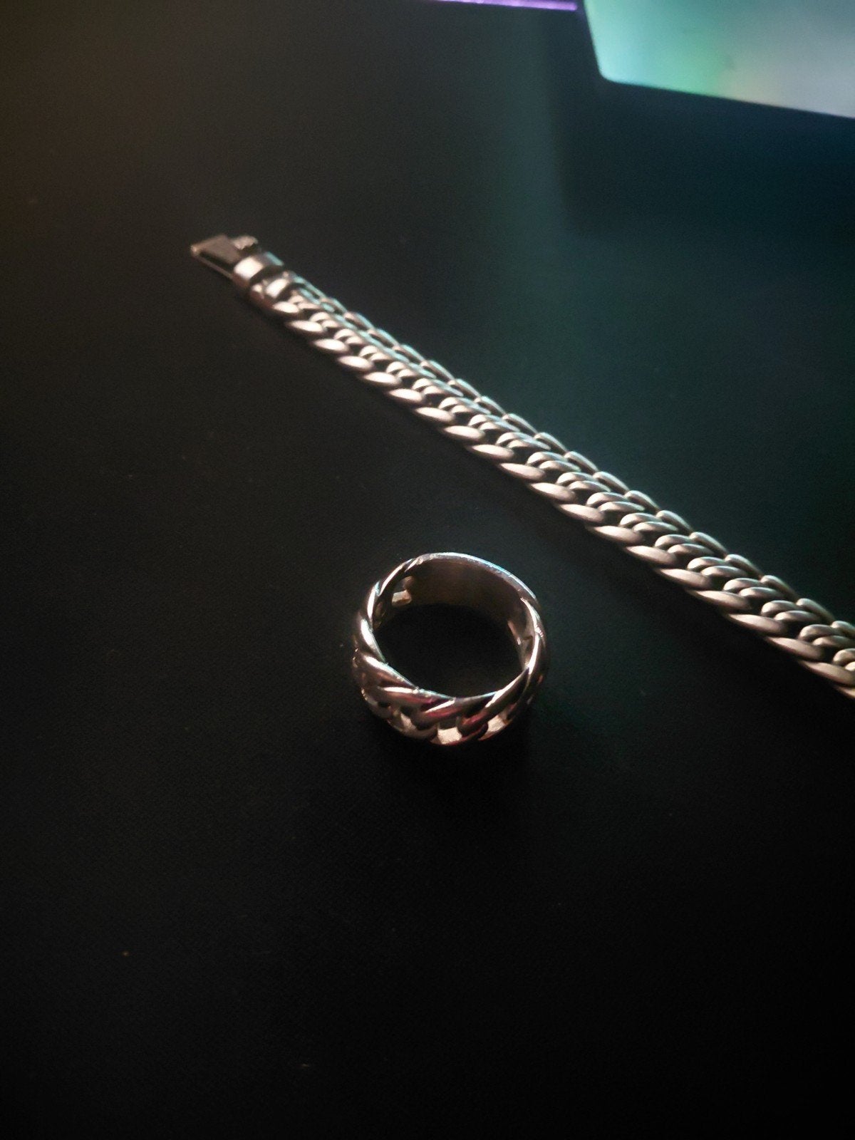 Mooie ring en armband van Lucardi, Gebruikt, 20 of groter, IJzer of Staal, Heer