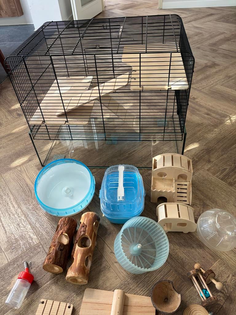 Hamsterkooi 58x38x46 met accessoires, Kooi, Minder dan 75 cm, Ophalen, Minder dan 60 cm