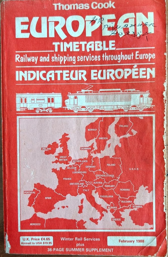Thomas Cook European Timetable February 1988, Europa, Ophalen of Verzenden, Reisgids of -boek, Gelezen
