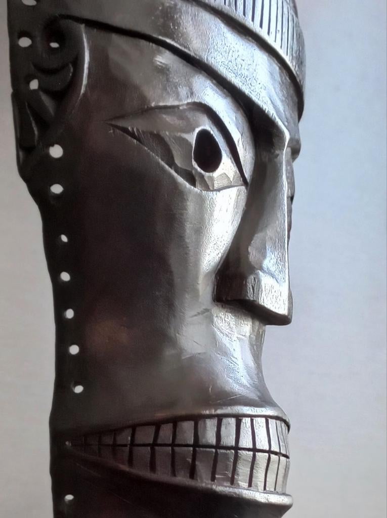 Antiek houten Masker CHOKWE CHIHONGO MASK op houten voet, Ophalen of Verzenden