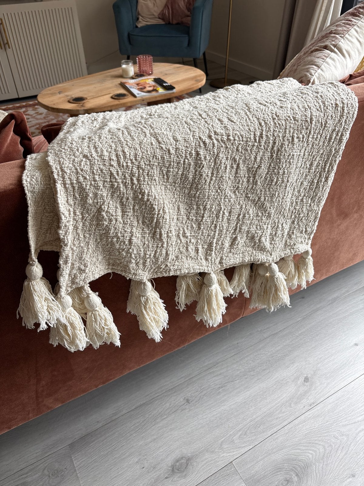 Crème wit bedsprei voor voeteneind, Ophalen, Wit, Sprei, Nieuw