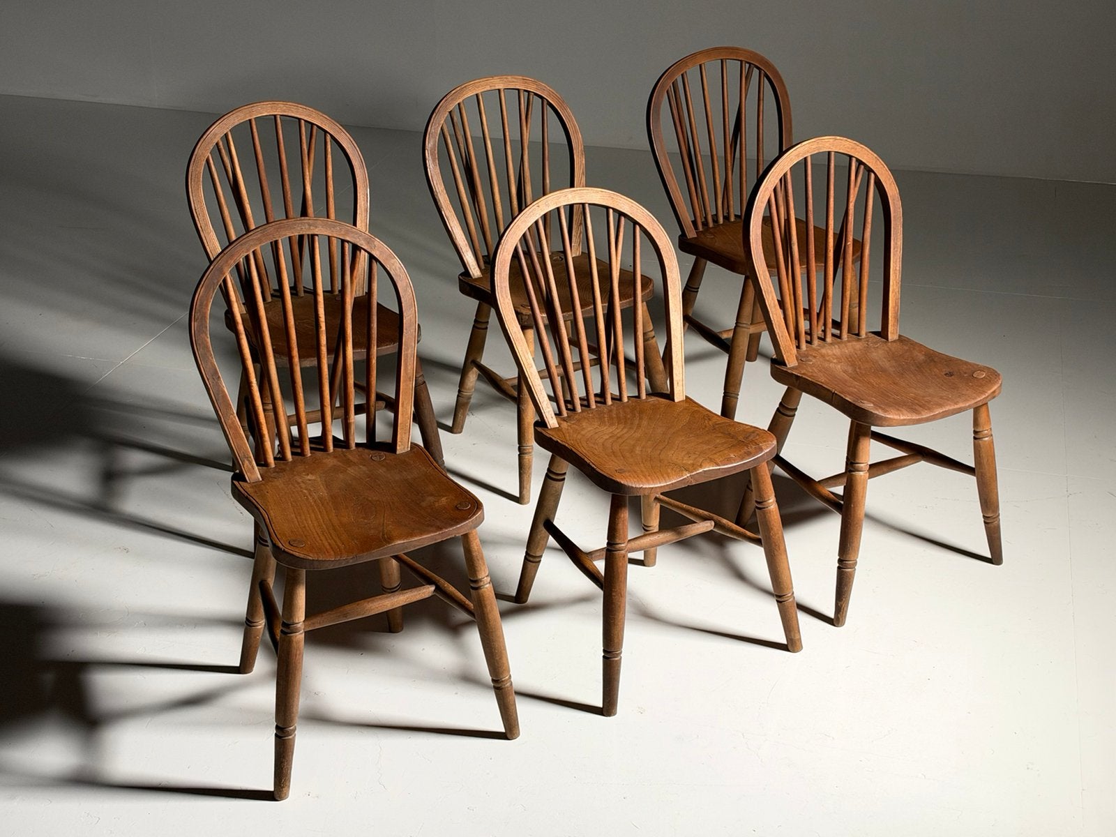 Set van 6 Windsor stoelen antiek, Huis en Inrichting, Bruin, Ophalen of Verzenden, Vijf, Zes of meer stoelen, A