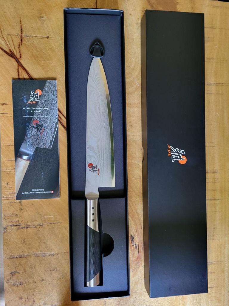 MIYABI 7000D Gyutoh koksmes 20cm, Huis en Inrichting, Keuken | Bestek, Ophalen of Verzenden, Zo goed als nieuw, Rvs of Chroom