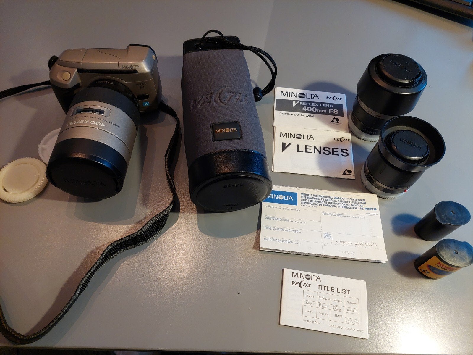 Minolta Vectis S-1 met zeldzame 400mm Reflex, Ophalen of Verzenden, Spiegelreflex, Minolta