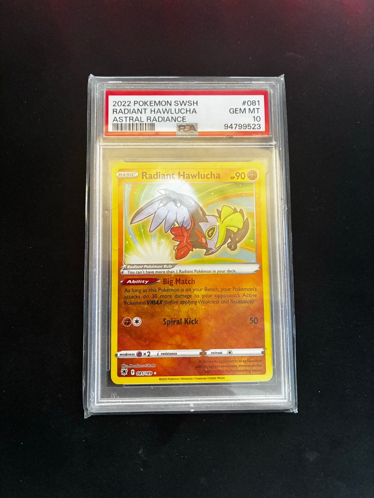 PSA 10 Radiant Hawlucha 081/189 Astral Radiance Pokémon, Ophalen of Verzenden, Nieuw, Losse kaart, Foil
