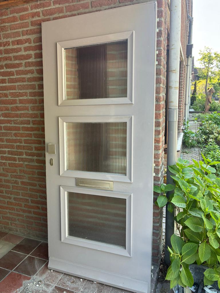 Voordeur met glaspanelen en brievenbus, Gebruikt, 80 tot 100 cm, Ophalen of Verzenden, Buitendeur