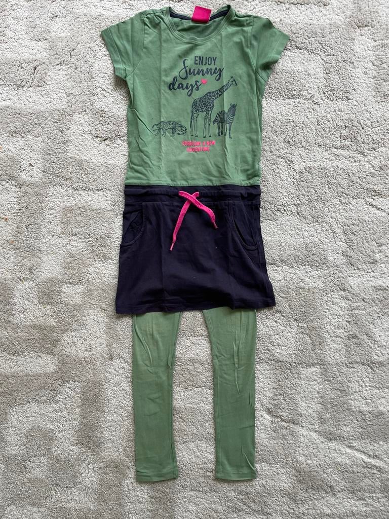 Setje zomerjurkje en legging groen maat 140-146, Ophalen of Verzenden, Zo goed als nieuw, Meisje, Jurk of Rok