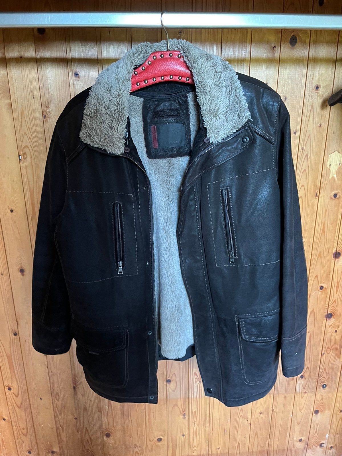 Leren jas met losse binnenvoering, Kleding | Heren, Ophalen of Verzenden, Gedragen, Maat 52/54 (L), Bruin