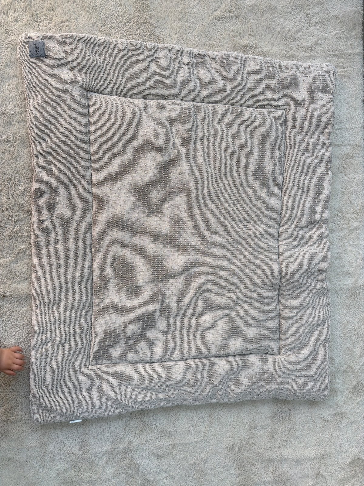 Jollein boxkleed 100x85 cm - Beige/Wit, Ophalen of Verzenden, Zo goed als nieuw, Boxkleed