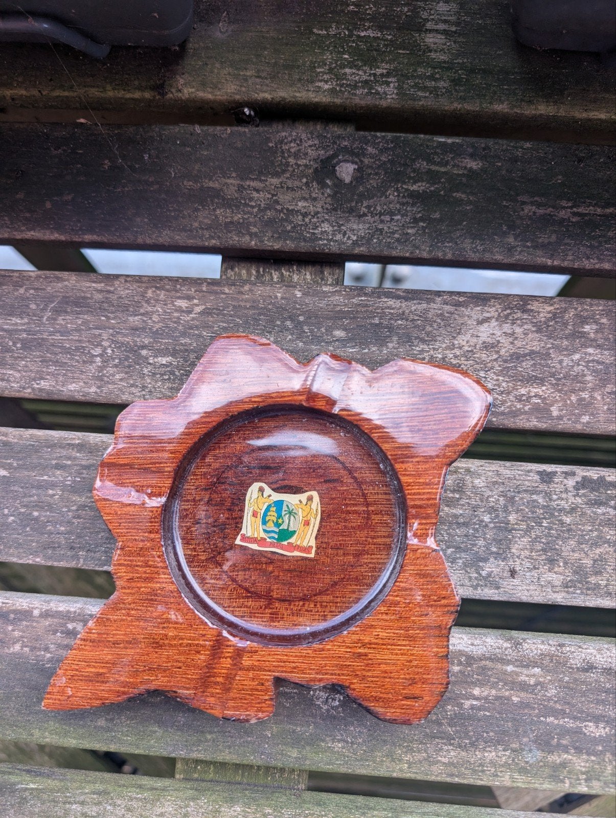Vintage Surinaams houten onderzetter/decoratie, Verzenden, Zo goed als nieuw