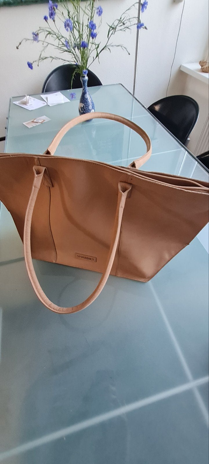 Shabbies Amsterdam Leren Shopper - Licht Taupe, Ophalen of Verzenden, Nieuw, Beige, Shopper