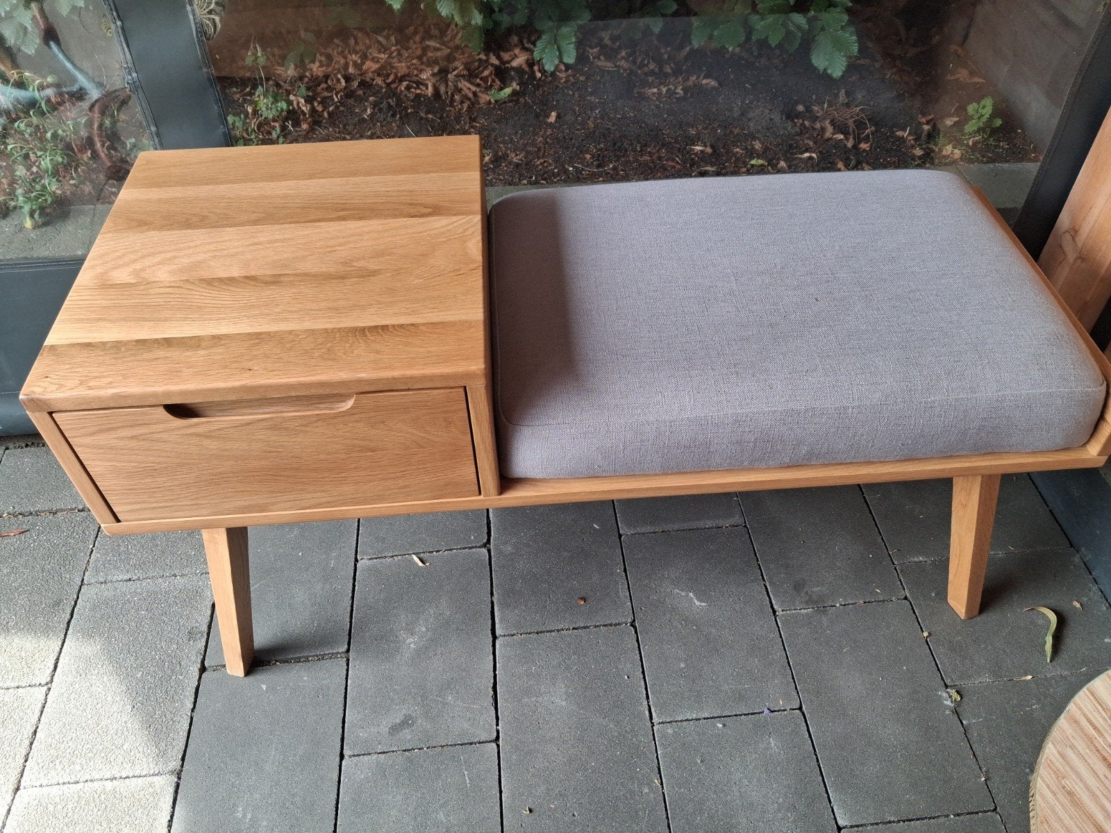 Made eikenhouten bank, Ophalen, Gebruikt, Modern, Scandinavisch, Minder dan 75 cm